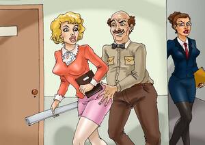 Cartoon Female Teachers Sex - Bald old teacher gets fucked by his two - Cartoon Sex - Picture 1