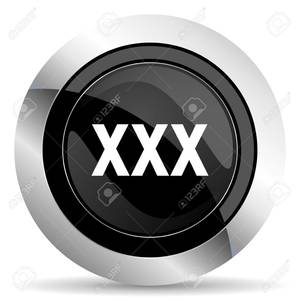 Button Porn - xxx icon, black chrome button, porn sign Stock Photo - 43438020