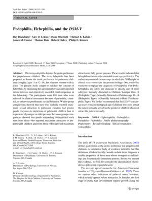 Hebephilia Porn - PDF) Pedophilia, hebephilia, and the DSM-V