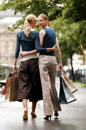 couple is shopping picnic - A lesbian couple after shopping