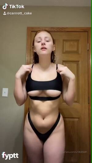 bikini underboob sex - Big boobs girl wears black underboob bikini doing nsfw TikTok challenge -  FYPTT