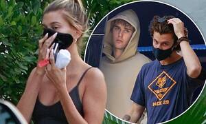 Bieber Porn Ana - Justin Bieber and wife Hailey meet up with her former fling Shawn Mendes at  a home recording studio | Daily Mail Online