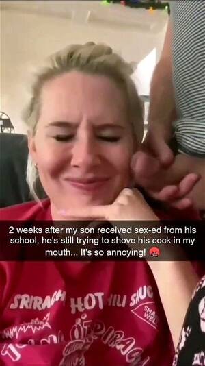 Milf Blowjob Captions - Watch who's that milf??? mom blows her son in snapchat - Milf, Blowjob,  Stepmom Porn - SpankBang