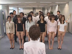 grils nude office workers - CMNF bottomless office