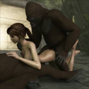 3d gorilla sex cartoon - ... 3d anal anal_sex animal_genitalia ass breasts female feral gorilla  group group_sex human interspecies lara_croft male mammal ...