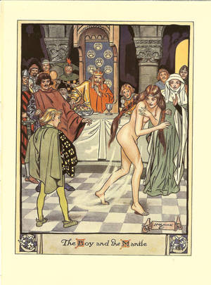 cartoon arthur nude - 1934 Print Naked Lady Nude Woman Court Of King Arthur Medieval Ballad King  Sitting At Table