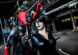 Black Cat Domino Porn - ... Thurman) / From: MARVEL Comics 'X-Force' / Cosplayers: Unknown as  Deadpool & Gabriella Tacchi (aka Bad Luck Kitty, aka Black Cat) as Domino /  Photo: ...