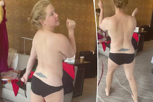 Amy Schumer Porn Captions - Amy Schumer dances topless, makes fun of 'bad' back tattoo