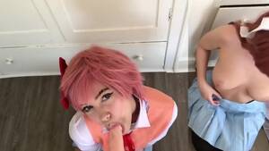 hentai sucking dildo - Anime cosplayers sucking dildo