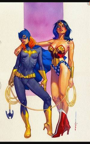 Batgirl Stray Bat Comic Porn - 2008 Batgirl & Wonder Woman painting by Brian Stelfreeze