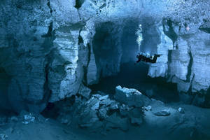 Cave - Earth porn: Ordinskaya Cave in Russia, world's largest gypsum crystal cave.  Many areas