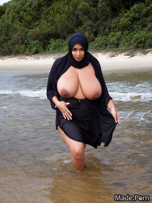 chubby on the beach - Porn image of fat hijab photo arabic chubby beach 30 created by AI