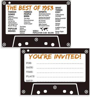 birthday party retro porn film - 70th Birthday Party Invitations with Envelopes, Cassette Tape Vintage  Invitation Invitations, Anniversary Party Favors Decorations Supply, 70th Adult  Birthday Invitations for Men or Women (20 Count) : Amazon.ca: Health &  Personal Care