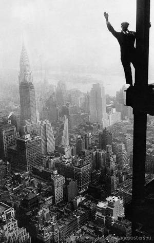 Historical Black And White Porn - Unknown Photographer, Man waving from Empire State Building Construction  Site,. Find this Pin and more on History Porn ...