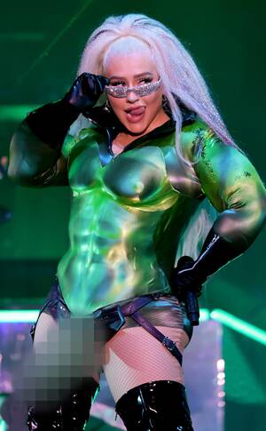 christina agulera xxx toons - Christina Aguilera Wears Hulk Outfit With Strap-on Dildo at L.A. Pride