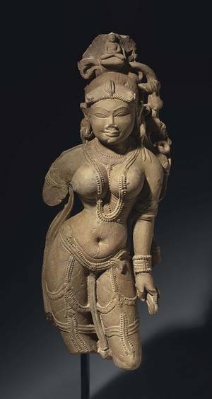 12th Century - A red sandstone figure of a Jain goddess. India, Rajasthan or Madhya  Pradesh,