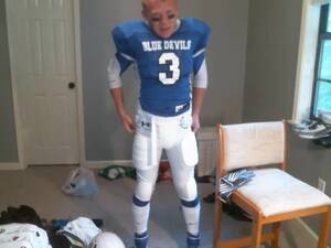 American Football Pants Porn - Guy in blue-white football gear (07-08-2020) - ThisVid.com