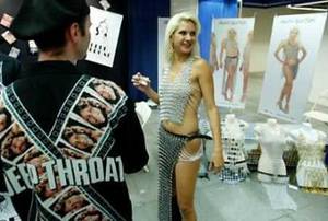 2005 Porn Sex Toys - Gabriela Phillips, president and model for Chain's Reaction, wears some of  her product at the Erotic Expo in New York, May 20, 2005.