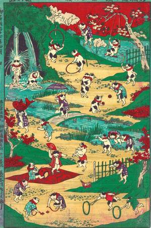 Japanese Cat Porn - Utagawa Kunitoshi (1847â€“1899), Newly Published Cat's Games, 1884. Courtesy  of the Japan Society.