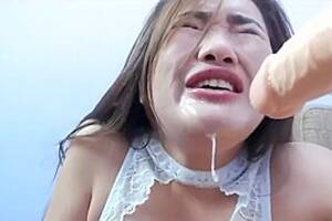 asian deepthroat fucked hard - Asian deepthroat artist fucks her throat hard and rough til gagging messy