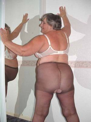 fat old pantyhose - 77 year old granny in crotchless tights