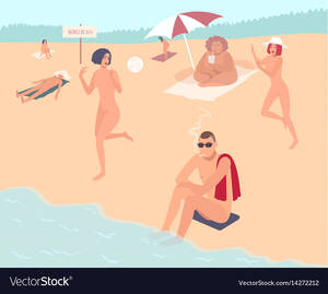 chubby nudist beach topless - Nudist beach nude people mans and womans relax Vector Image