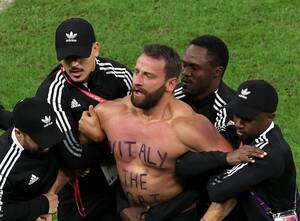 croatia nudist lifestyle - Argentina vs Netherlands World Cup clash stopped by semi-naked pitch  invader promoting porn site Vitaly Uncensored | The US Sun