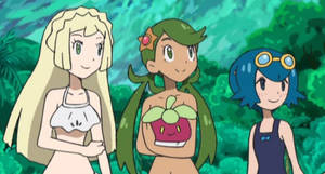 Anime Pokemon Girls - PokÃ©mon Sun and Moon Ash Ketchum Pikachu green cartoon vertebrate anime  fictional character friendship