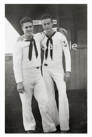 1940s Sailor Gay Porn - Vintage 1940's Photo Reprint Handsome Sailors Hug - Etsy