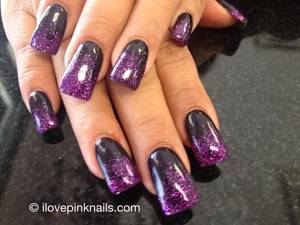 Black Stars With Nail Polish - Black and Purple Rock Star Fade Nails