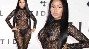 Nicki Minaj Hd Bbc Porn - Nicki Minaj makes a statement in sheer black lace dress with nipple pasties  after blasting Kanye West - Mirror Online