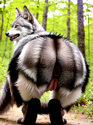 Feral Furries Porn - Rule 34 - ai generated anus behind view feral fluffy fur furry pussy  squatting stable diffusion wolf | 7786453
