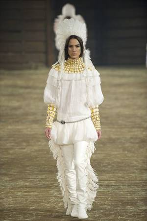 Bethany Yellow Tail Porn - A headdress on the Chanel runway. Photo: Cooper Neill/Getty Images