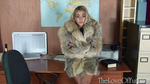 fur coat - Nasty blonde slut naked in a fur coat playi - XXX Dessert - Picture 4