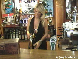 big boob at bar - Hot Blonde Pulls Out Her Big Tits While Working at a Bar | Any Porn