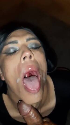 black cock facial - Trans BIG BLACK COCK Facial Cumshot