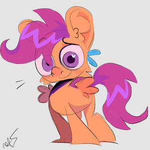 Mlp Scootaloo Solo - 176525 - safe, artist:mr.lucifer, scootaloo (mlp), equine, fictional  species, mammal, pegasus, pony, feral, friendship is magic, hasbro, my  little pony, 2022, 2d, female, filly, foal, gray background, heart, heart  eyes, looking at