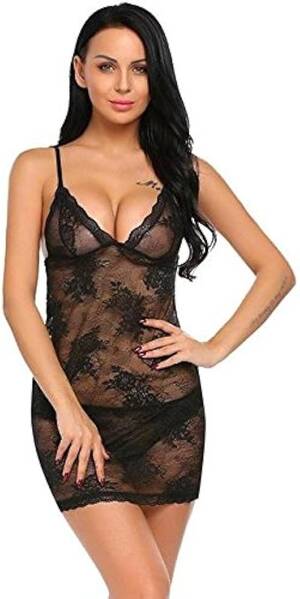 black porn sleep - Buy floral lace babydoll dress night gown women lingerie sleep wear porno  costume lady intimates home clothing negligee red xxl Black M at Amazon.in