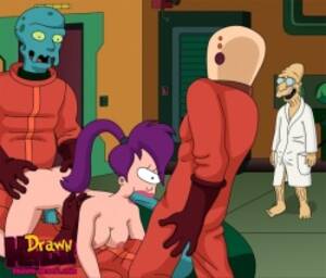 Futurama Professor Farnsworth Porn - Hubert Farnsworth and Aliens fuck Leela - IMHentai