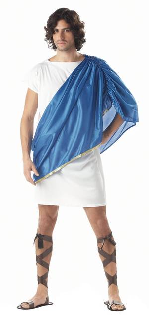 Ancient Greek Toga Porn - Toga Man Adult Costume includes Poly Tunic And Sexy Sea Blue Shoulder Drape  With Gold Trim. Straight from the Roman Empire, this roman costume is great  for ...