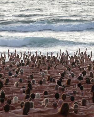 beach house party naked - Thousands of Australians strip for Tunick cancer awareness photo shoot |  Reuters