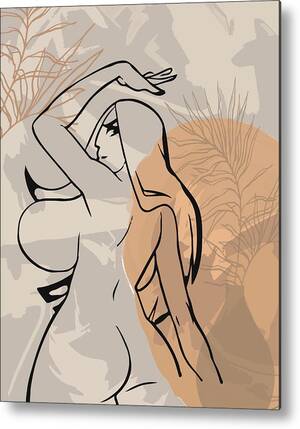 digital cartoon nude - Big boobs an booty cartoon character line art sexy girl print naked woman  drawing ass story Metal Print by Mounir Khalfouf - Fine Art America