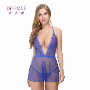 Lingerie Shop Porn - IDARMEE S6507 Women Sex Shop Baby Doll Sexy Lingerie Soft Polka Dot Mesh  Lace Underwear V