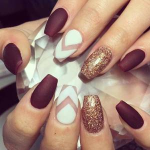 Black Stars With Nail Polish - maroon nails, yes please. My nail tech used lauque'd gel matte top