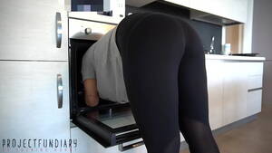 lesbian yoga pants cum - girl in tight yoga leggings and red thong stuck in the oven - used by for  huge cumshot, projectfundiary - XVIDEOS.COM