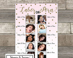 Labor Porn - Labor or Porn PRINTABLE Digital DOWNLOAD game Baby Shower Game Pink and  Gold Polka Dots