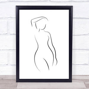 art black nude - Black & White Line Art Female Nude Naked Decorative Wall Art Print - Wild  Wall Art