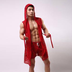 Gay S&m Porn - Sexy Robes For Men's Summer Sexy Fashion Mesh Hollow hood Bathrobes Pajamas  Sleepwear Gay Sex Cute