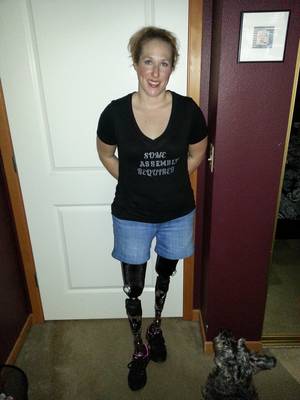 Double Leg Amputee Woman Sex - Dawn in her newest legs (and you can see by her shirt, she has