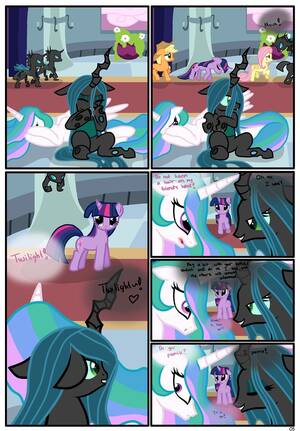 Mlp Chrysalis Celestia Comic Porn - 251439 - safe, artist:pyruvate, princess celestia, queen chrysalis,  twilight sparkle, alicorn, changeling, earth pony, pony, unicorn, comic:consumed  love, g4, comic, consumed love, female, mare - Derpibooru